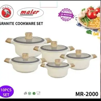 سرویس قابلمه 10 تیکه برند مایر کد MR_2000رنگ کرم