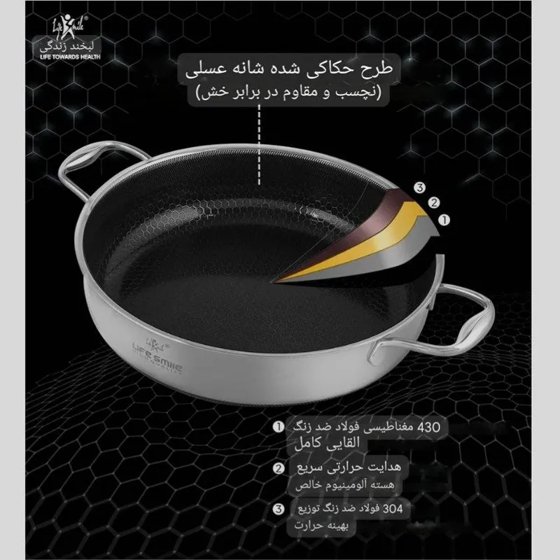 سرویس قابلمه لایف اسمایل مدل P-18 12 پارچه استیل کف لیزری gallery3