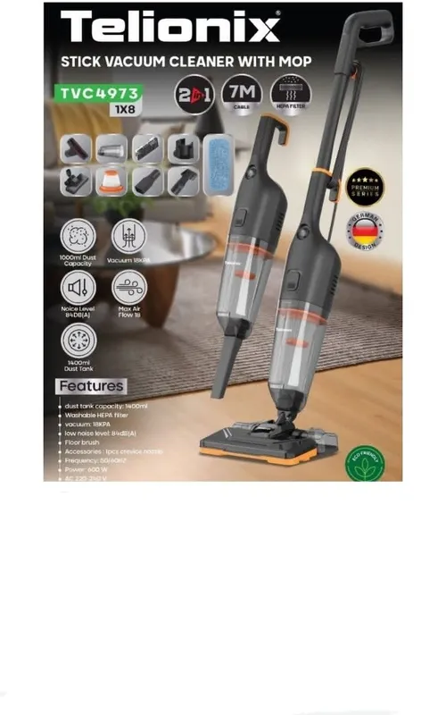 جارو عصایی تلیونیکس مدل TVC4973 – دو کاره (جارو + طی)، توان 600 وات gallery0