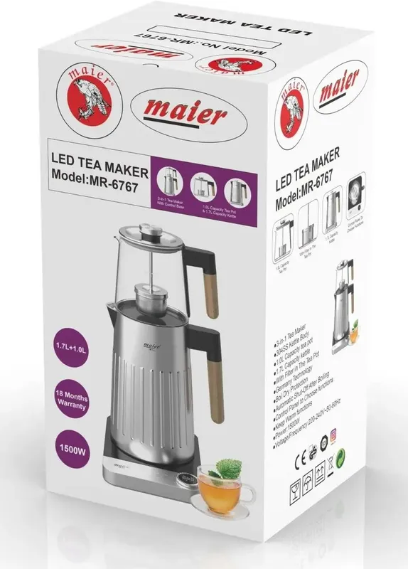 چای ساز مایر مدل MR-6767 ظرفیت 1.7 لیتر با کتری استیل ضد زنگ gallery2