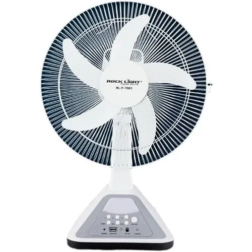پنکه شارژی راک لایت مدل RL-F-7081 سایز 16 اینچ با ریموت و چراغ LED